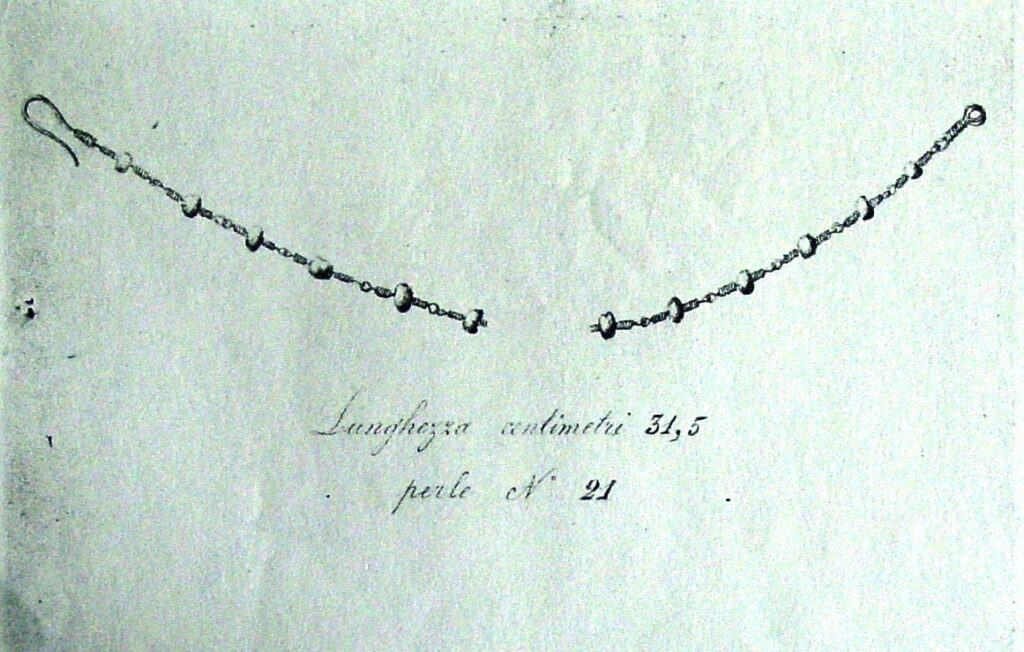 Albe Collana con filo doro. Disegno Mattei 1882-©-ACS