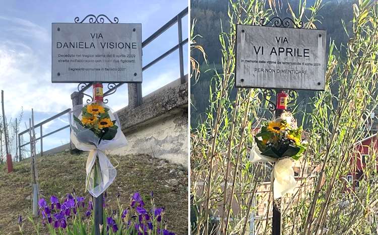 Canistro ricorda le vittime del terremoto dell'Aquila e depone fiori nelle vie intitolate a Daniela Visione e al VI Aprile