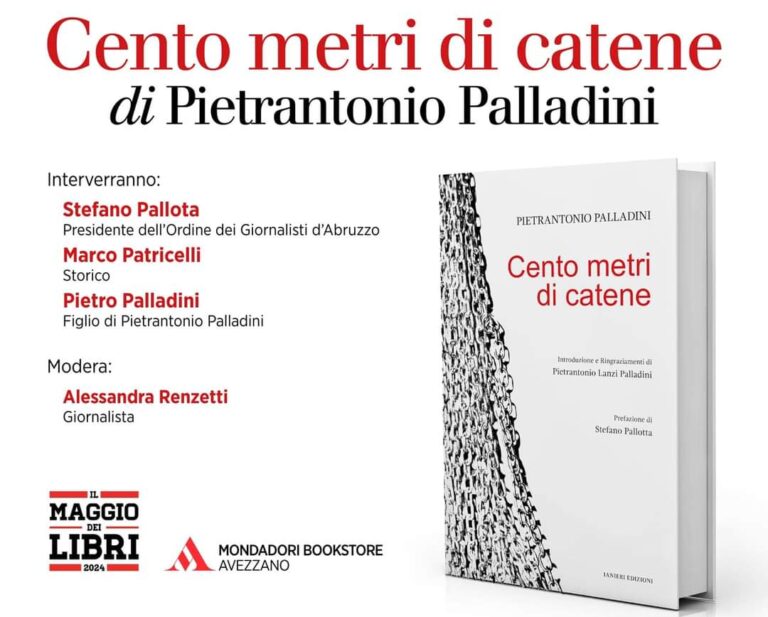 volume edito da Ianieri Edizioni "Cento metri di catene"di Pietrantonio Palladini
