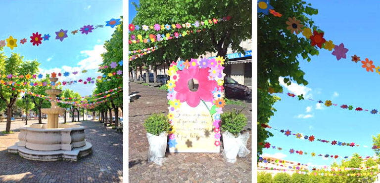 La piazza di Scurcola Marsicana si riempie di fiori colorati per la Festa della Mamma grazie all'iniziativa di Scurcolandia (foto)