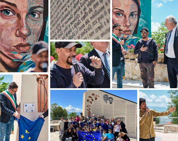 Due nuove murales inaugurati ad Aielli: il Manifesto di Ventotene e il volto di donna "Futura"