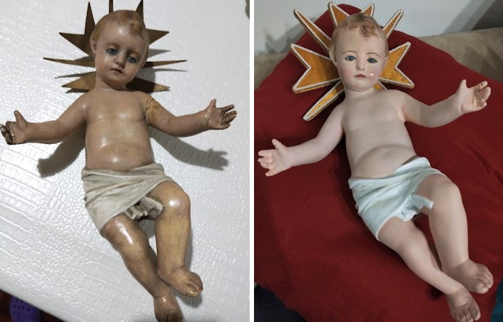 Restaurato il Gesù Bambino della Parrocchia San Salvatore a San Potito 
