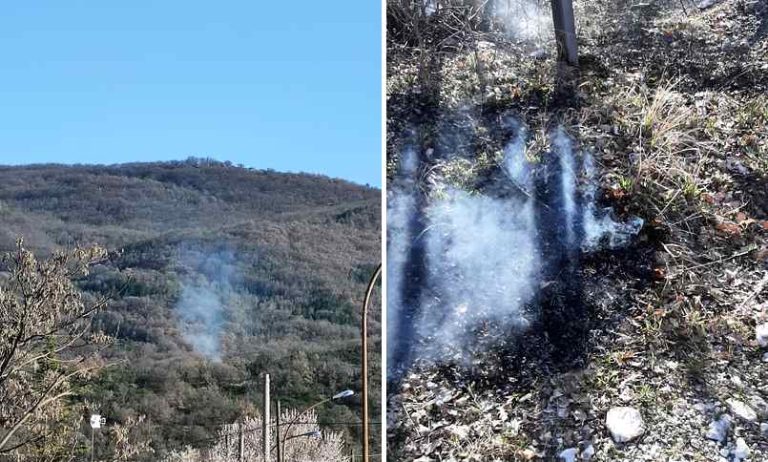 Incendio boschivo nei pressi di Gioia dei Marsi causato da un "comportamento sconsiderato"|||