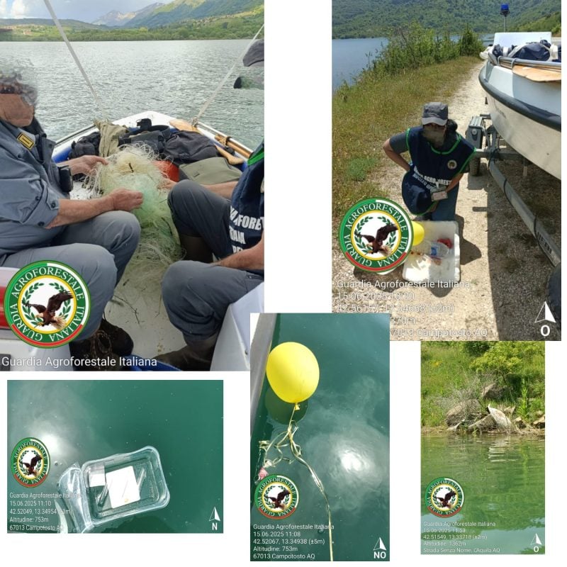 Bonificata la riva del lago di Campotosto: 20 kg di rifiuti raccolti dalla Guardia Agroforestale