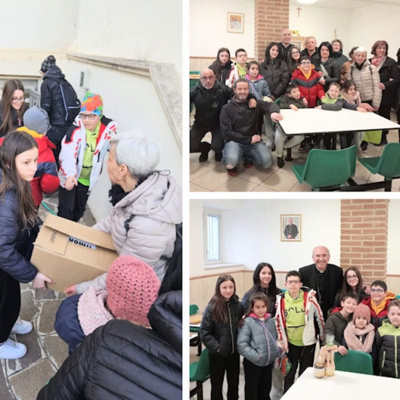 I bambini di Opi donano viveri alla Caritas di Avezzano, commosso il vescovo Giovanni: "Un piccolo gesto, un valore enorme"
