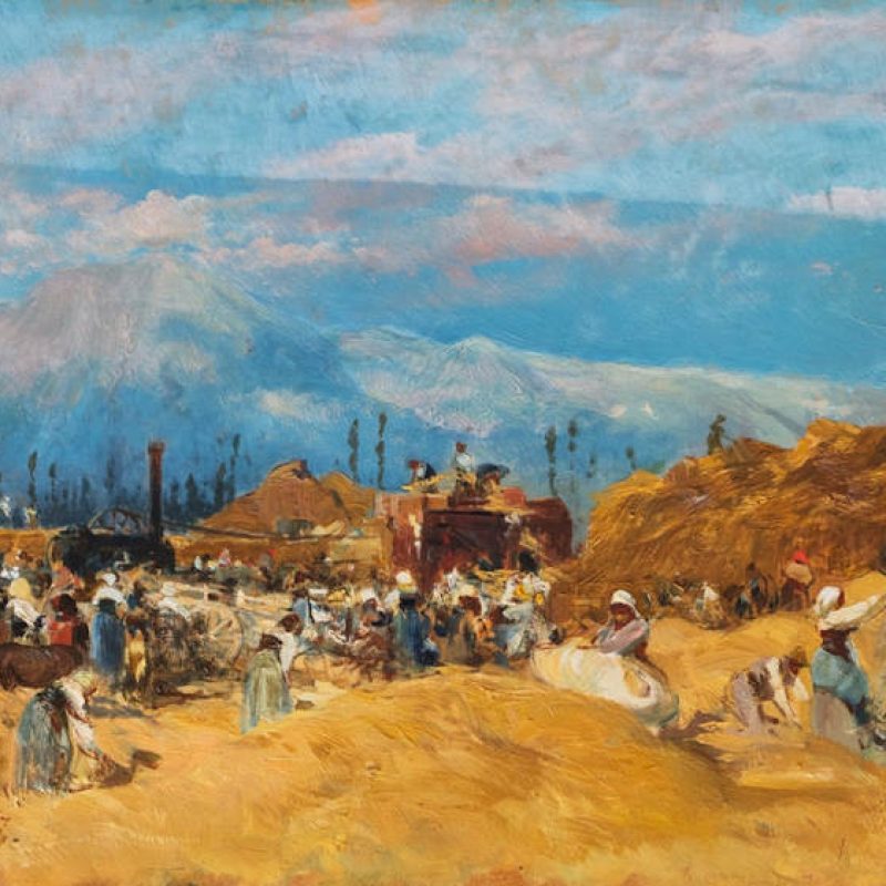 Scena di mietitura ad Avezzano nel bel dipinto del 1903 di Attilio Stefanori