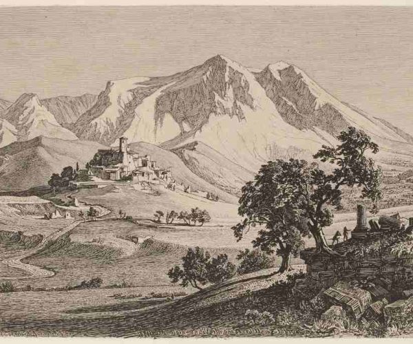 Veduta di Albe e Monte Velino nel 1839: la splendida acquaforte del pittore e incisore tedesco Georg Heinrich Busse